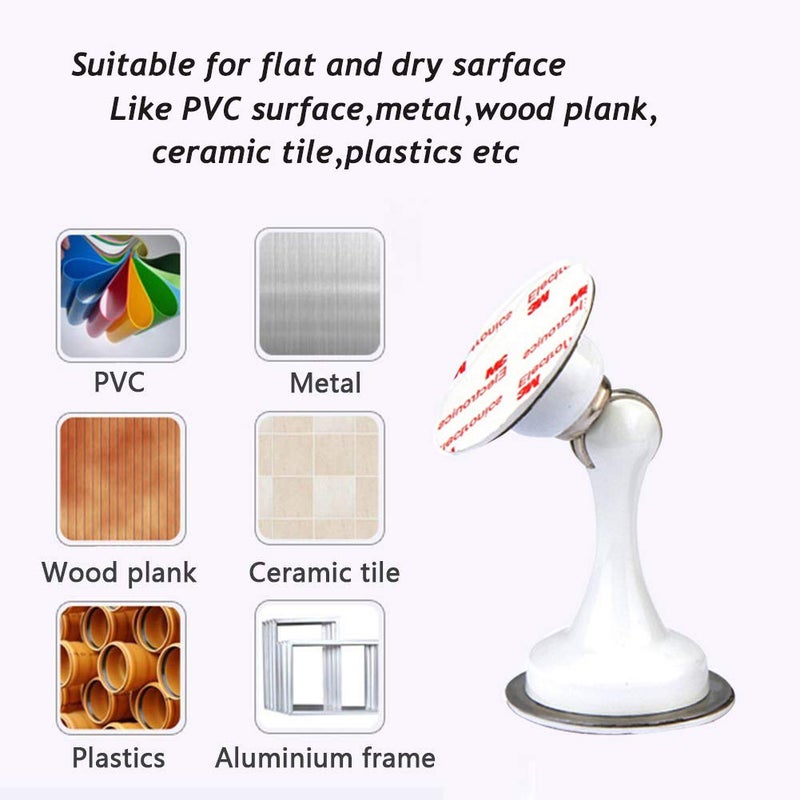 Hurinan Door Stopper,Magnetic Door Stop,Stainless Steel Door Catch,Double-Sided Adhesive Tape No Need to Drill. Better Protection for Walls (White) - Image 4